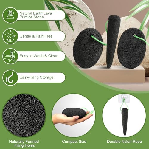 KuuCare Natural Pumice Stone for Feet, 3 Pack - Earth Lava Foot Callus Remover & Pedicure Exfoliator for Heels, Soles, and Toe Gaps - Foot Scrubber for Dry & Dead Skin Avelisse
