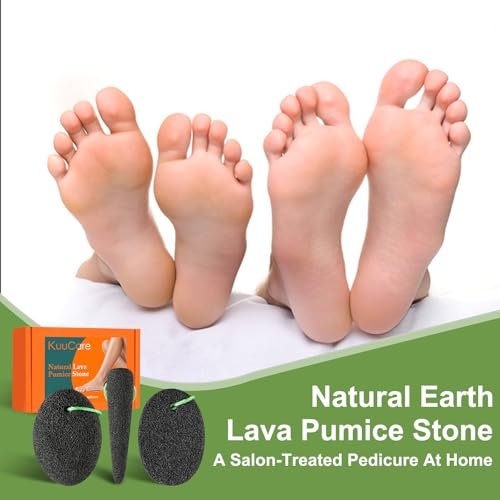 KuuCare Natural Pumice Stone for Feet, 3 Pack - Earth Lava Foot Callus Remover & Pedicure Exfoliator for Heels, Soles, and Toe Gaps - Foot Scrubber for Dry & Dead Skin Avelisse
