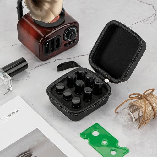 SHIDOW Essential Oils Holder EVA Travel Storage Organizer for 9 x 5ml Bottles, with Labels, Straw and Bottle Opener - Black - görsel 8