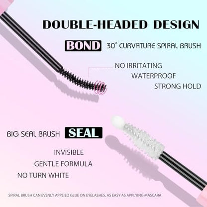 SY SHUYING Black Lash Bond and Seal for Eyelash Clusters – Long Lasting, Waterproof, Flexible Hold Glue for Sensitive Eyes, 2-in-1 Non-Irritating Adhesive, DIY Lash Cluster Kit