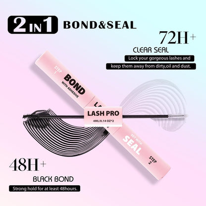 SY SHUYING Black Lash Bond and Seal for Eyelash Clusters – Long Lasting, Waterproof, Flexible Hold Glue for Sensitive Eyes, 2-in-1 Non-Irritating Adhesive, DIY Lash Cluster Kit