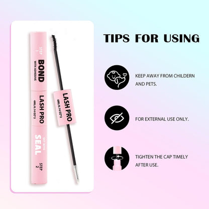 SY SHUYING Black Lash Bond and Seal for Eyelash Clusters – Long Lasting, Waterproof, Flexible Hold Glue for Sensitive Eyes, 2-in-1 Non-Irritating Adhesive, DIY Lash Cluster Kit