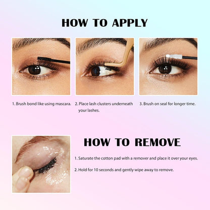 SY SHUYING Black Lash Bond and Seal for Eyelash Clusters – Long Lasting, Waterproof, Flexible Hold Glue for Sensitive Eyes, 2-in-1 Non-Irritating Adhesive, DIY Lash Cluster Kit
