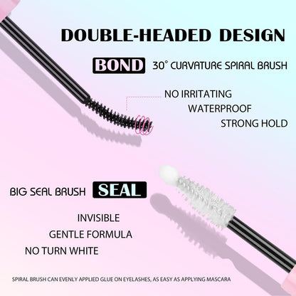 SY SHUYING Black Lash Bond and Seal for Eyelash Clusters – Long Lasting, Waterproof, Flexible Hold Glue for Sensitive Eyes, 2-in-1 Non-Irritating Adhesive, DIY Lash Cluster Kit