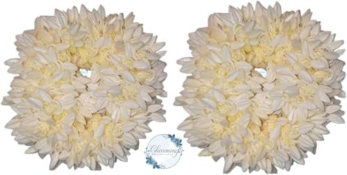 Charming BharatCrafts Mogra White Gajra Hair Accessories - Pack of 2 Fabric Hair Scrunchies for Women - görsel 6