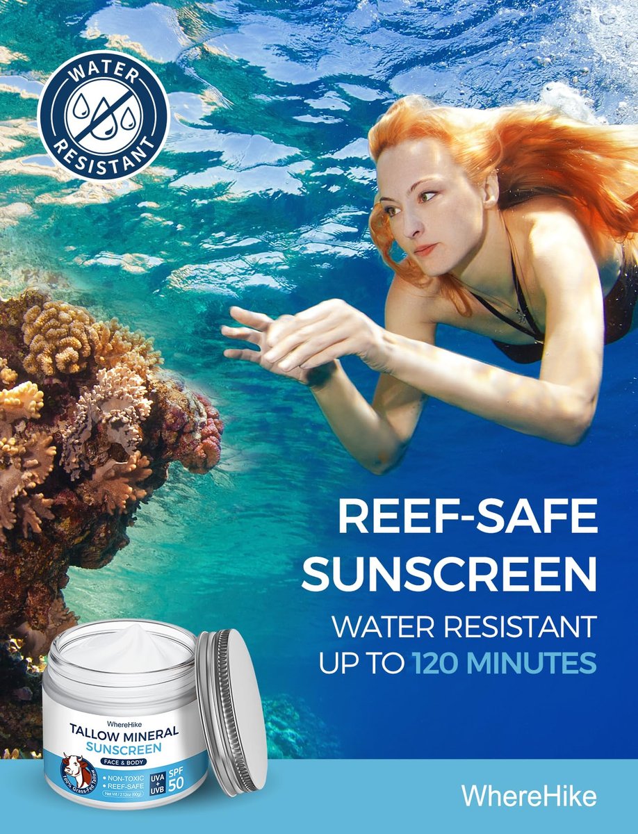 Stilip Organic Beef Tallow Sunscreen SPF 50 - Non-Toxic Zinc Oxide Mineral Sunblock, 2-in-1 Moisturizer & Sunscreen, Reef Safe, Chemical-Free, Lightweight for Sensitive Skin (2.12 oz) Avelisse