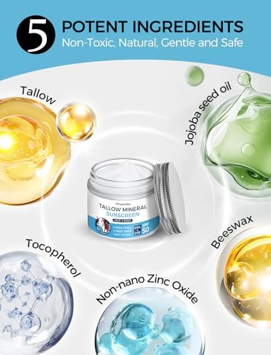 Stilip Organic Beef Tallow Sunscreen SPF 50 - Non-Toxic Zinc Oxide Mineral Sunblock, 2-in-1 Moisturizer & Sunscreen, Reef Safe, Chemical-Free, Lightweight for Sensitive Skin (2.12 oz) Avelisse