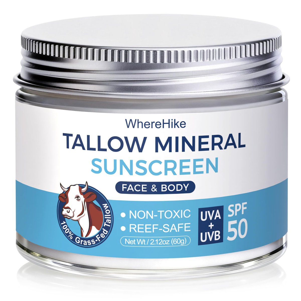 Stilip Organic Beef Tallow Sunscreen SPF 50 - Non-Toxic Zinc Oxide Mineral Sunblock, 2-in-1 Moisturizer & Sunscreen, Reef Safe, Chemical-Free, Lightweight for Sensitive Skin (2.12 oz) Avelisse