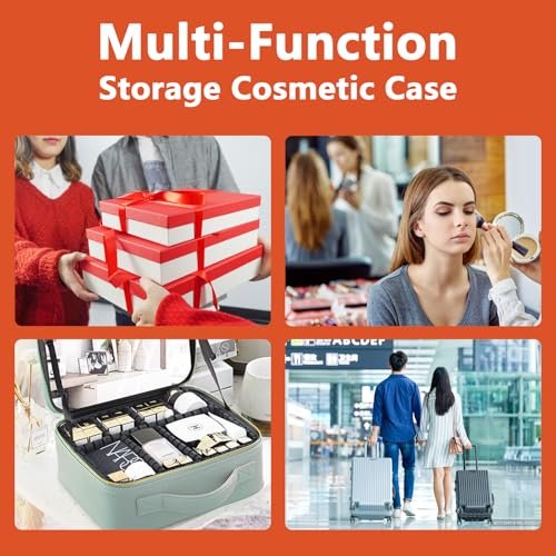 MORMID Large Vanity Makeup Bag with LED Mirror & 10x Magnifying Mirror - Orange, Adjustable Dividers, Portable Cosmetic Case for Women & Makeup Artists - görsel 10