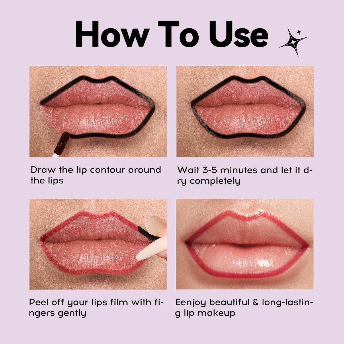 MLSMILE 4 PCS Peel Off Lip Liner Set – Long – Size: 0.48 Fl Oz (Pack of 1) – Image 7
