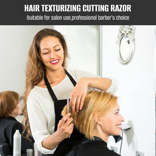 FEISIER Hair Razors for Cutting Hair - Professional Styling Texturizing Razor, Stainless Steel Thinning Razor Kit with 10 Replacement Blades, Premium Texture Cutting Razor for Salon and Home (Rose Gold) Avelisse