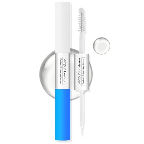 Seapuri Lashrum Eyelash Enhancing Serum – Caffeine, Peptide & Biotin for Longer, Fuller Lashes | Dual Brush for Precise & Full Application | Non-Irritating Daily Lash Growth Serum Avelisse