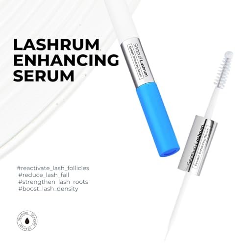 Seapuri Lashrum Eyelash Enhancing Serum – Caffeine, Peptide & Biotin for Longer, Fuller Lashes | Dual Brush for Precise & Full Application | Non-Irritating Daily Lash Growth Serum Avelisse