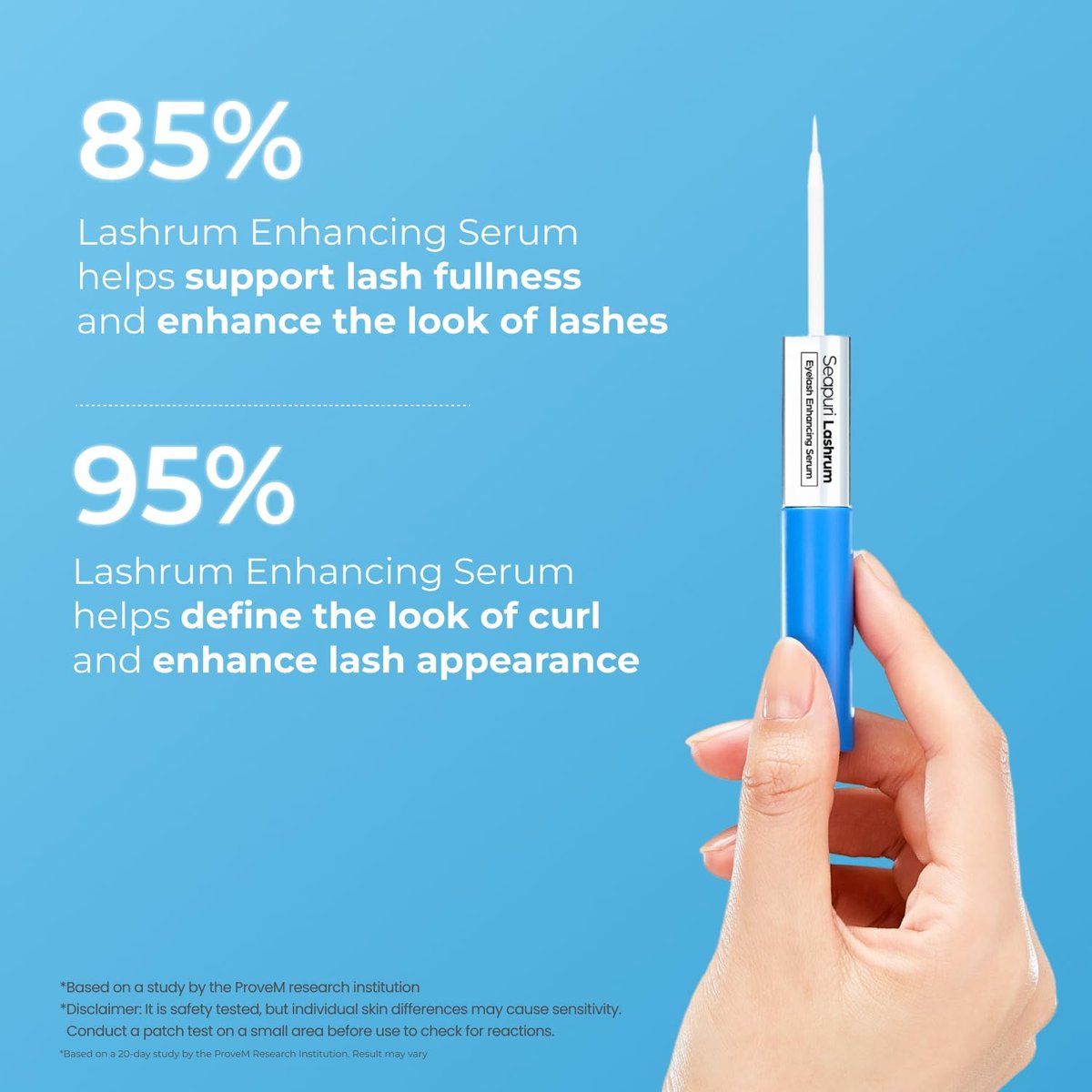Seapuri Lashrum Eyelash Enhancing Serum – Caffeine, Peptide & Biotin for Longer, Fuller Lashes | Dual Brush for Precise & Full Application | Non-Irritating Daily Lash Growth Serum Avelisse