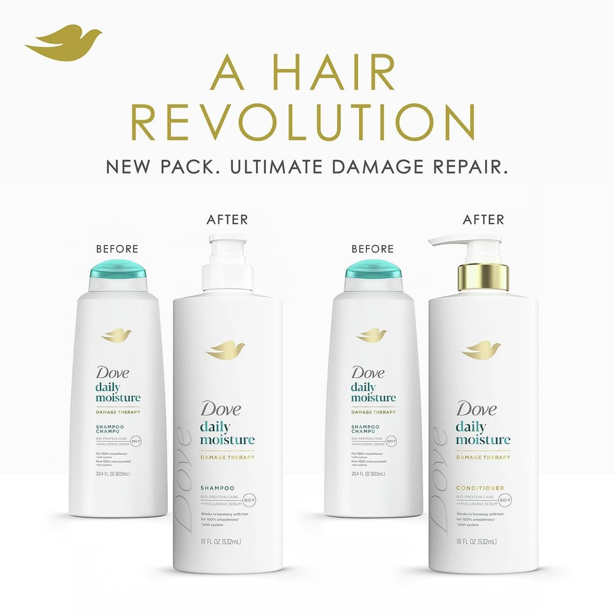 Dove Daily Moisture Shampoo & Conditioner Set with Deep Moisture Body Wash – Deep Hydration for Dry Hair and Skin, 3-Piece Set Avelisse