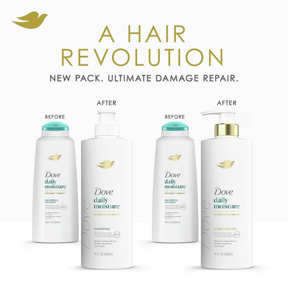 Dove Daily Moisture Shampoo & Conditioner Set with Deep Moisture Body Wash – Deep Hydration for Dry Hair and Skin, 3-Piece Set Avelisse