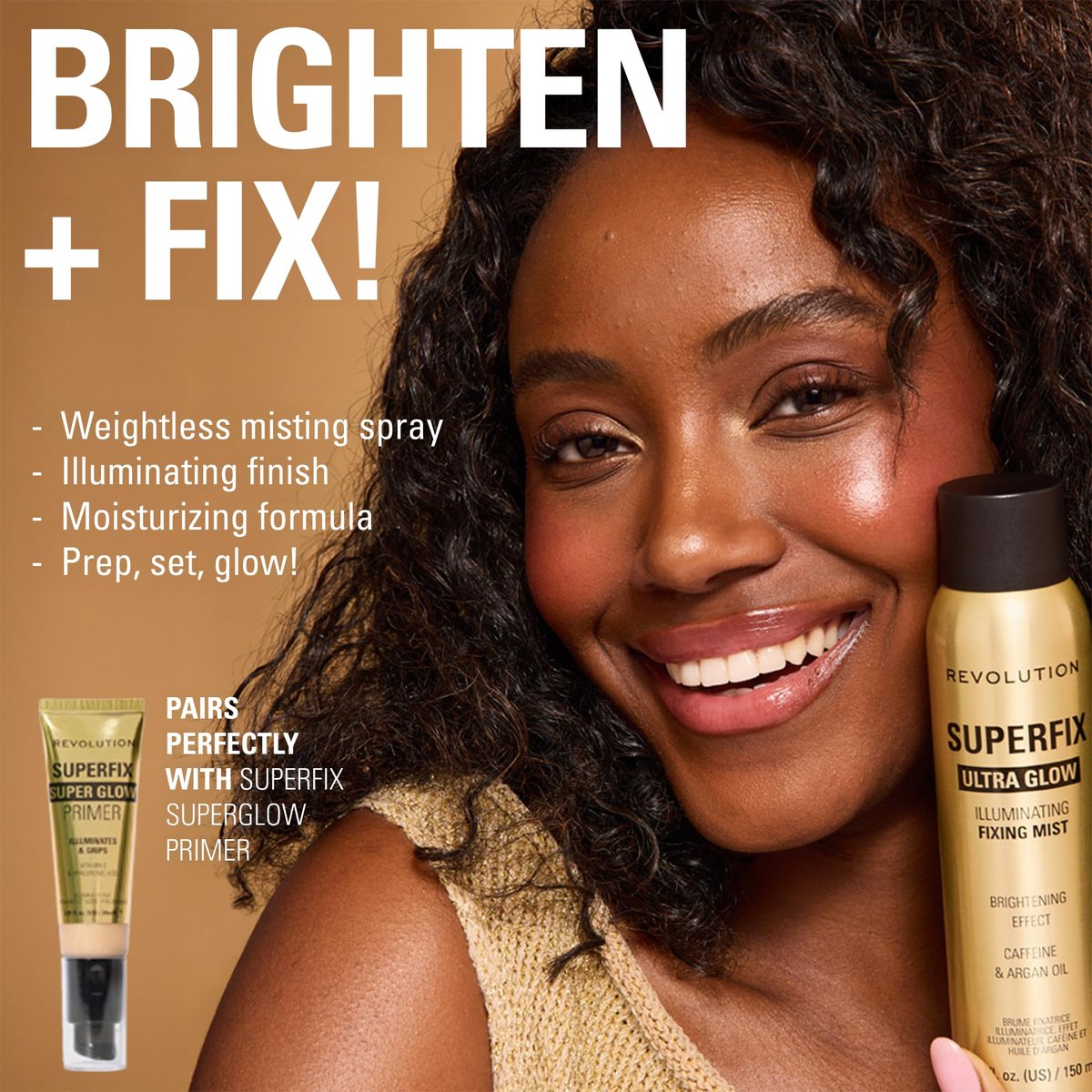 Revolution Beauty London Superfix Glow Fixing Mist - Shimmer Finish Makeup Setting Spray, Long Lasting Hold, Vegan & Cruelty-Free, 150ml Avelisse