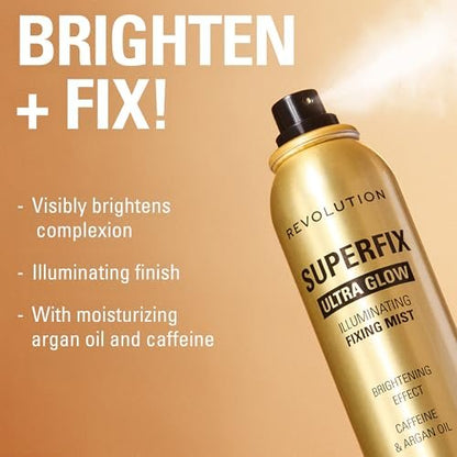 Revolution Beauty London Superfix Glow Fixing Mist - Shimmer Finish Makeup Setting Spray, Long Lasting Hold, Vegan & Cruelty-Free, 150ml Avelisse
