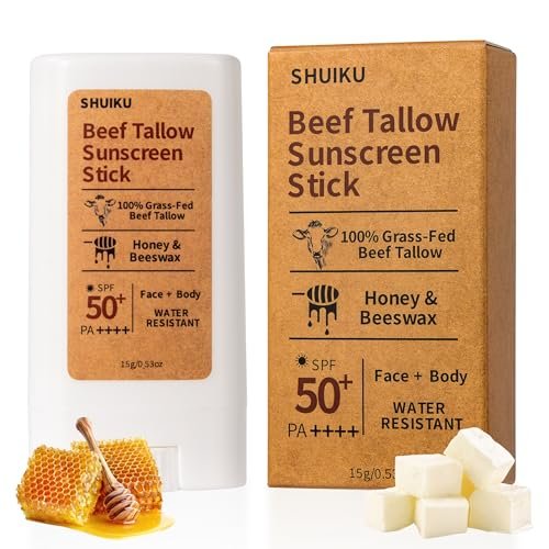 Beef Tallow Sunscreen Organic Stick SPF 50 – Non Nano Zinc Oxide Mineral Sunscreen with Honey & Beeswax for Face & Body, Water-Resistant Natural Sunblock, 0.53 oz - görsel 2