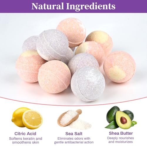 RAQEHO 12PCS Foot Bath Bombs – Rose Lavender Aromatherapy Foot Soak with Sea Salt for Dry Cracked Feet, Exfoliator & Odor Control, Home Spa Pedicure Essentials - görsel 6
