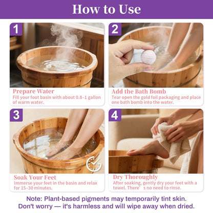 RAQEHO 12PCS Foot Bath Bombs – Rose Lavender Aromatherapy Foot Soak with Sea Salt for Dry Cracked Feet, Exfoliator & Odor Control, Home Spa Pedicure Essentials