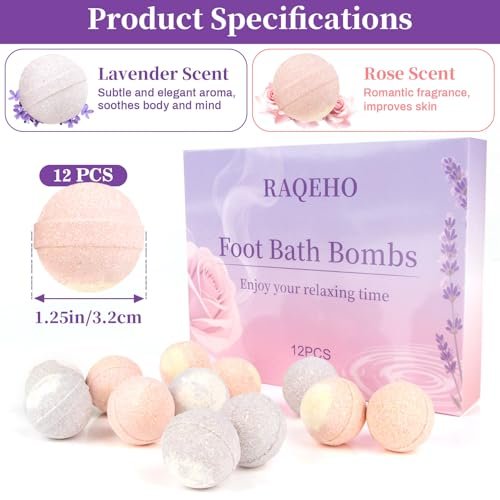 RAQEHO 12PCS Foot Bath Bombs – Rose Lavender Aromatherapy Foot Soak with Sea Salt for Dry Cracked Feet, Exfoliator & Odor Control, Home Spa Pedicure Essentials - görsel 4