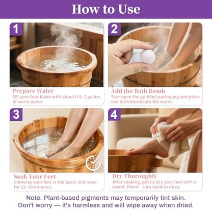 RAQEHO 12PCS Foot Bath Bombs – Rose Lavender Aromatherapy Foot Soak with Sea Salt for Dry Cracked Feet, Exfoliator & Odor Control, Home Spa Pedicure Essentials