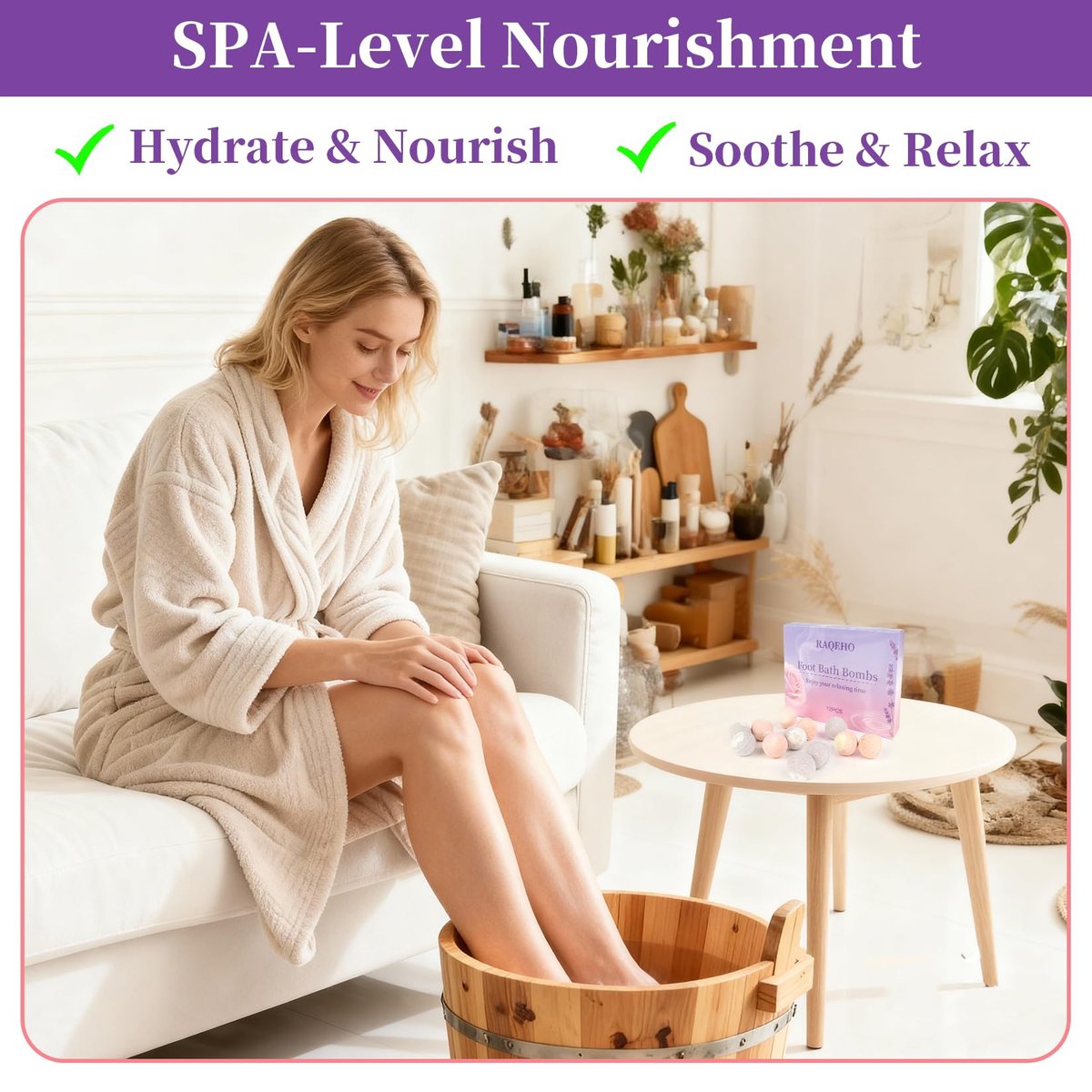 RAQEHO 12PCS Foot Bath Bombs – Rose Lavender Aromatherapy Foot Soak with Sea Salt for Dry Cracked Feet, Exfoliator & Odor Control, Home Spa Pedicure Essentials - görsel 9