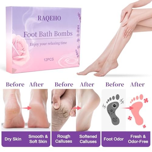 RAQEHO 12PCS Foot Bath Bombs – Rose Lavender Aromatherapy Foot Soak with Sea Salt for Dry Cracked Feet, Exfoliator & Odor Control, Home Spa Pedicure Essentials - görsel 12