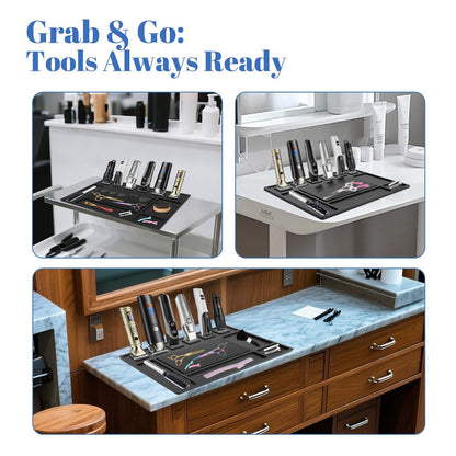 Magnetic Barber Mat for Clippers with 6 Magnets - Barber Station Organizer Tool Mat for Grooming Table Tray Avelisse