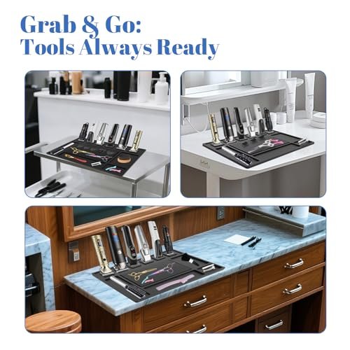 Magnetic Barber Mat for Clippers with 6 Magnets - Barber Station Organizer Tool Mat for Grooming Table Tray Avelisse