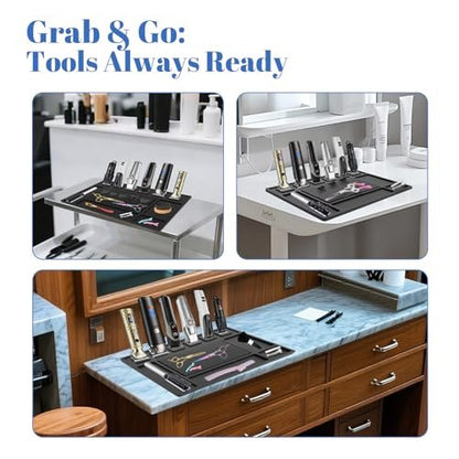 Magnetic Barber Mat for Clippers with 6 Magnets - Barber Station Organizer Tool Mat for Grooming Table Tray Avelisse