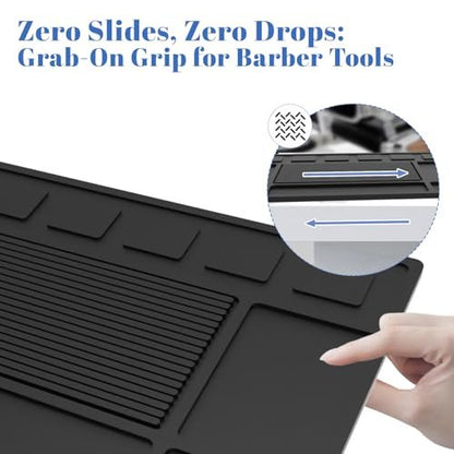 Magnetic Barber Mat for Clippers with 6 Magnets - Barber Station Organizer Tool Mat for Grooming Table Tray Avelisse