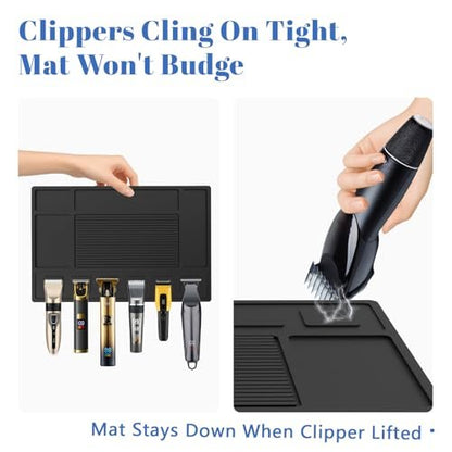 Magnetic Barber Mat for Clippers with 6 Magnets - Barber Station Organizer Tool Mat for Grooming Table Tray Avelisse