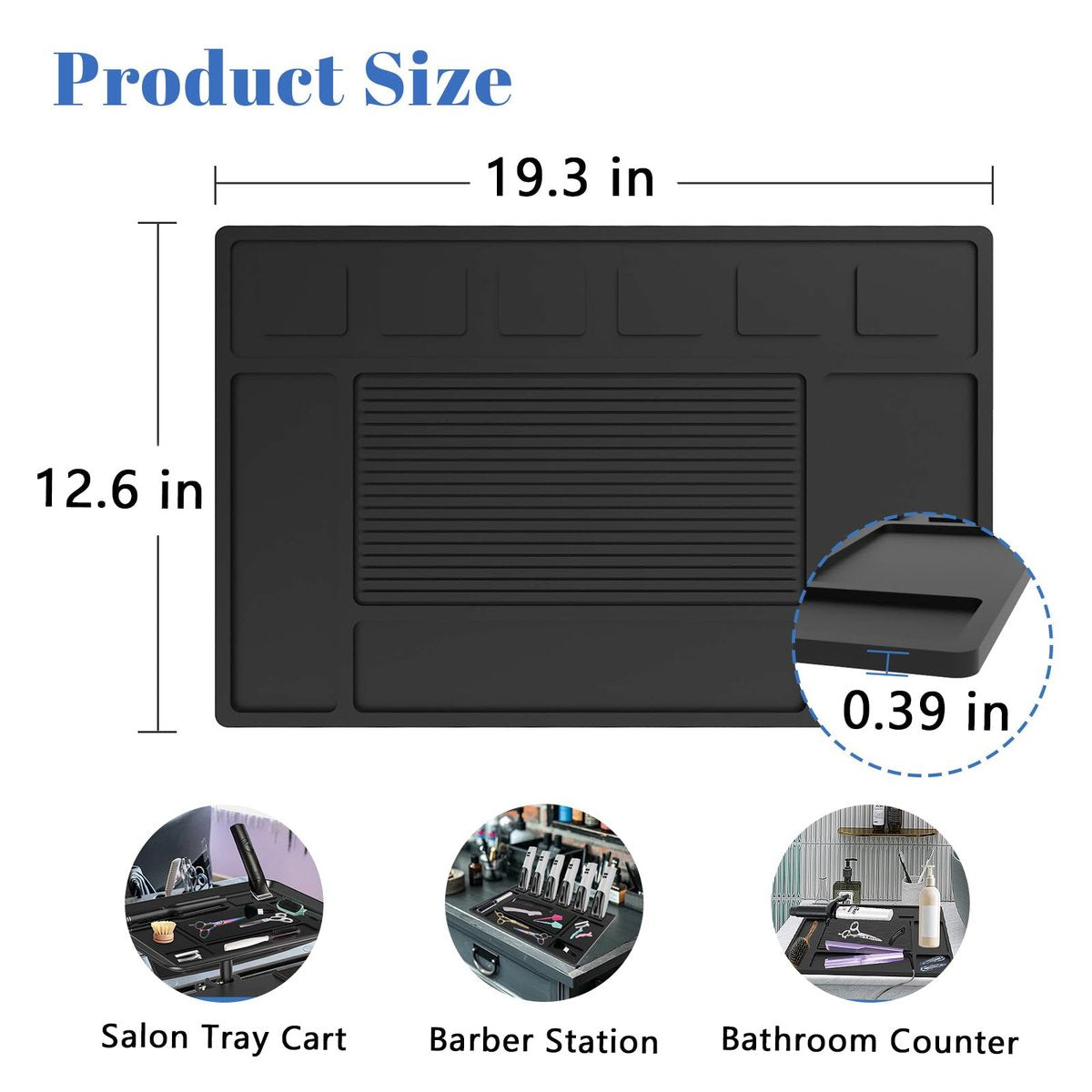 Magnetic Barber Mat for Clippers with 6 Magnets - Barber Station Organizer Tool Mat for Grooming Table Tray Avelisse