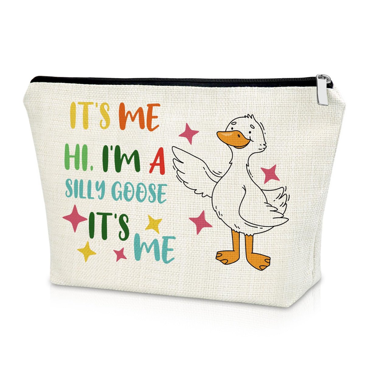 Sazuwu Silly Goose Makeup Bag – Funny Cosmetic Case for Goose Lovers, Canvas Toiletry Travel Pouch - görsel 1
