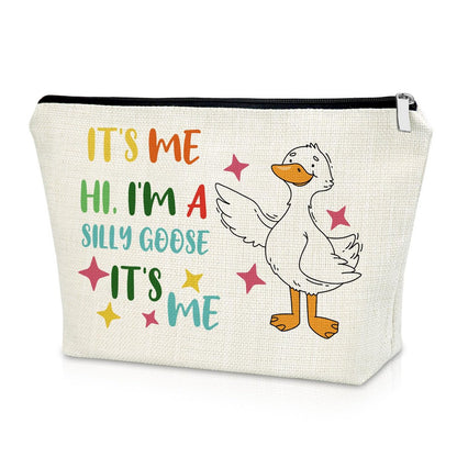 Sazuwu Silly Goose Makeup Bag – Funny Cosmetic Case for Goose Lovers, Canvas Toiletry Travel Pouch