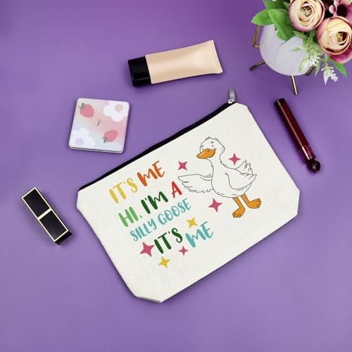 Sazuwu Silly Goose Makeup Bag – Funny Cosmetic Case for Goose Lovers, Canvas Toiletry Travel Pouch - görsel 14