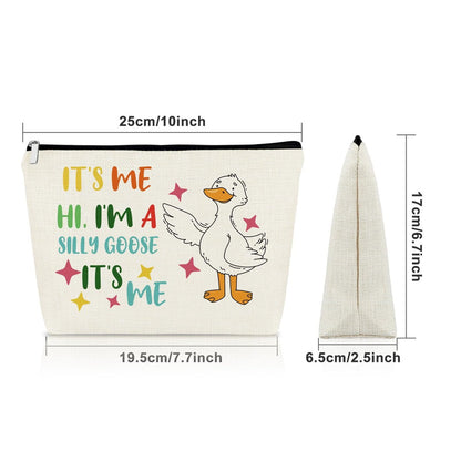 Sazuwu Silly Goose Makeup Bag – Funny Cosmetic Case for Goose Lovers, Canvas Toiletry Travel Pouch