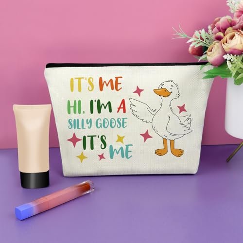 Sazuwu Silly Goose Makeup Bag – Funny Cosmetic Case for Goose Lovers, Canvas Toiletry Travel Pouch - görsel 8