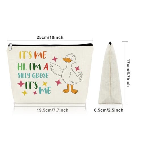 Sazuwu Silly Goose Makeup Bag – Funny Cosmetic Case for Goose Lovers, Canvas Toiletry Travel Pouch - görsel 4