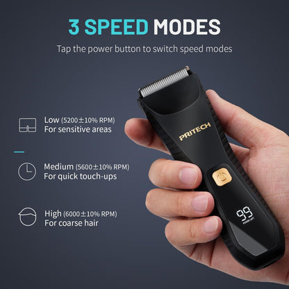 PRITECH Manscape Body Hair Trimmer – Waterproof Pubic & Ball Trimmer with Ceramic Blade, Electric Razor for Men, USB-C, Wet/Dry, Nick-Free Grooming Kit Avelisse