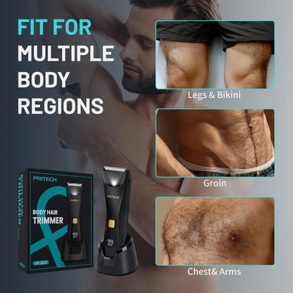 PRITECH Manscape Body Hair Trimmer – Waterproof Pubic & Ball Trimmer with Ceramic Blade, Electric Razor for Men, USB-C, Wet/Dry, Nick-Free Grooming Kit Avelisse