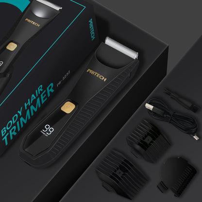 PRITECH Manscape Body Hair Trimmer – Waterproof Pubic & Ball Trimmer with Ceramic Blade, Electric Razor for Men, USB-C, Wet/Dry, Nick-Free Grooming Kit Avelisse