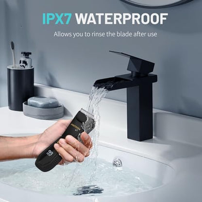 PRITECH Manscape Body Hair Trimmer – Waterproof Pubic & Ball Trimmer with Ceramic Blade, Electric Razor for Men, USB-C, Wet/Dry, Nick-Free Grooming Kit Avelisse