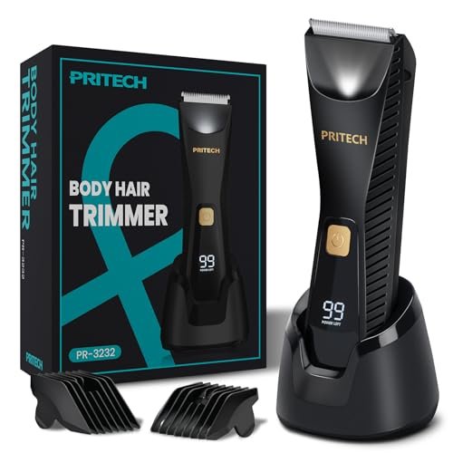 PRITECH Manscape Body Hair Trimmer – Waterproof Pubic & Ball Trimmer with Ceramic Blade, Electric Razor for Men, USB-C, Wet/Dry, Nick-Free Grooming Kit Avelisse