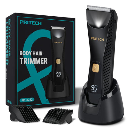 PRITECH Manscape Body Hair Trimmer – Waterproof Pubic & Ball Trimmer with Ceramic Blade, Electric Razor for Men, USB-C, Wet/Dry, Nick-Free Grooming Kit Avelisse