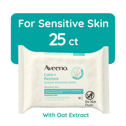 Aveeno Sensitive Skin Essentials Gift Set - Daily Moisturizing Lotion, Body Wash, Makeup Removing Wipes, & Skin Relief Hand Mask, 4-Piece Set Avelisse