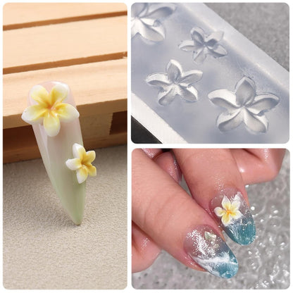FSpronail Silicone Nail Molds - 2 Pack Reusable Clear 3D Flower Nail Art Templates with Carving Pen for Cherry Blossom, Plumeria, Hibiscus Design