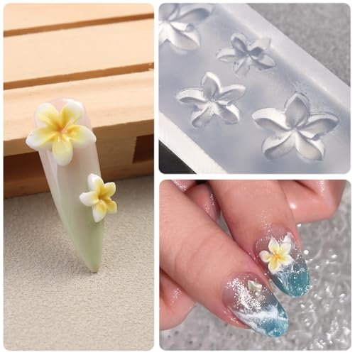 FSpronail Silicone Nail Molds - 2 Pack Reusable Clear 3D Flower Nail Art Templates with Carving Pen for Cherry Blossom, Plumeria, Hibiscus Design - görsel 12